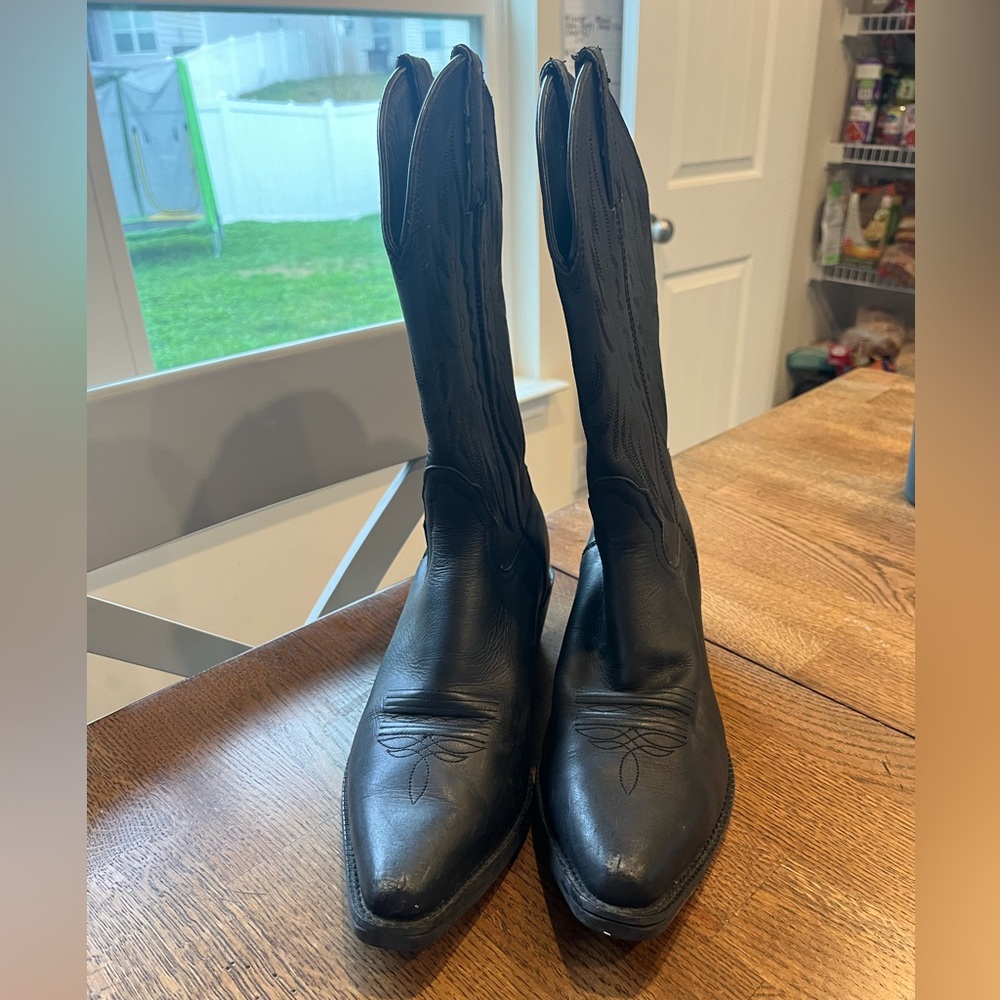NOCONA COMPETITOR Women's 7B Black Leather Square Pointed Toe Boots - #NL1114